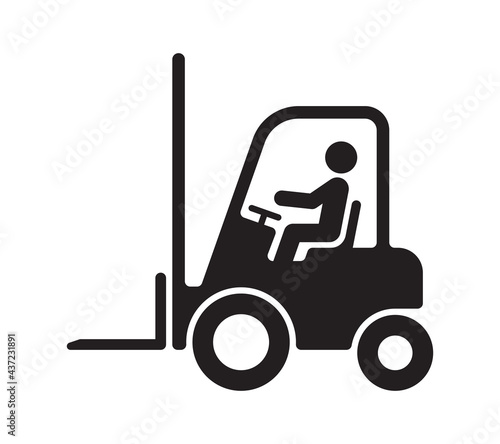 Vector black symbol forklift. Isolated on white background.