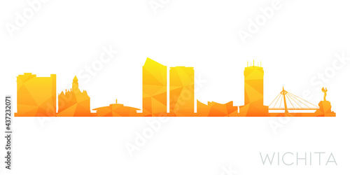 Wichita, KS, USA Low Poly Skyline Clip Art City Design. Geometric Polygon Graphic Horizon Icon. Vector Illustration Symbol.