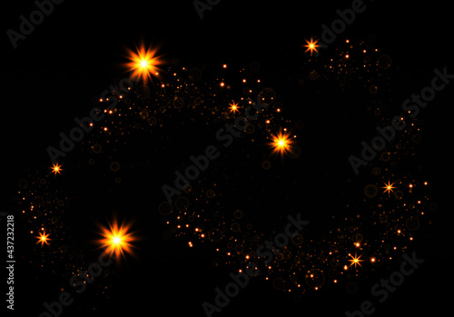 Vector sparkles and stars on transparent background. Sparks glitter special light effect. Spark glitter with glow light effect.Sun flash with rays and spotlight.