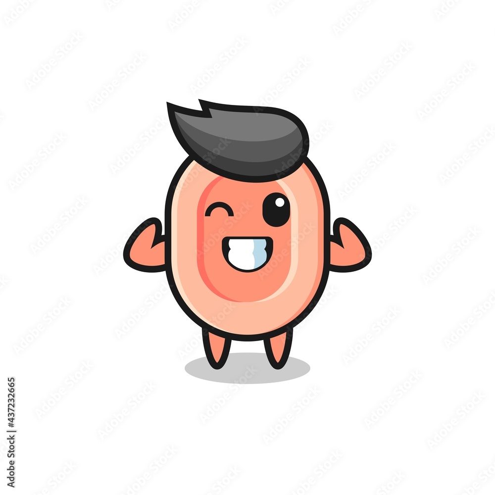 Obraz premium the muscular soap character is posing showing his muscles