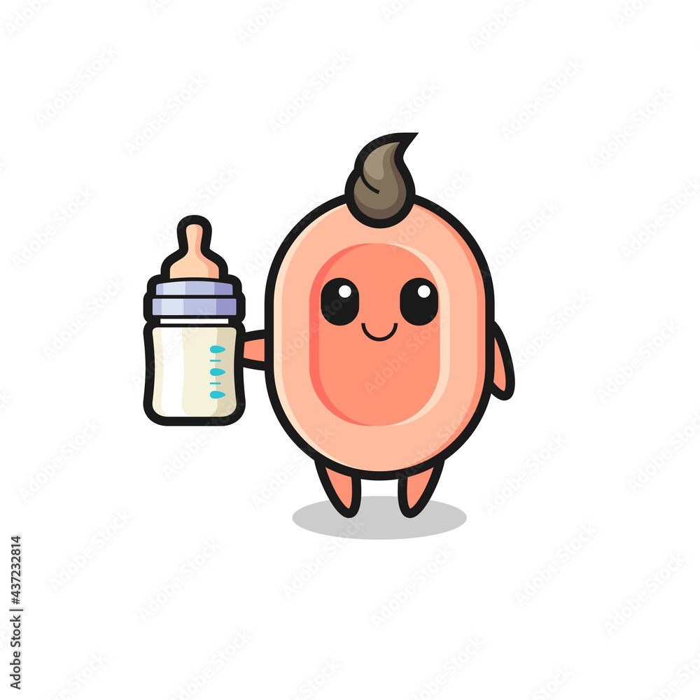 baby soap cartoon character with milk bottle baby soap cartoon character with milk bottle