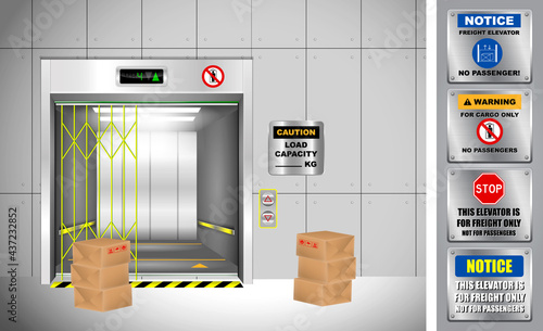 realistic elevators with chrome metal door