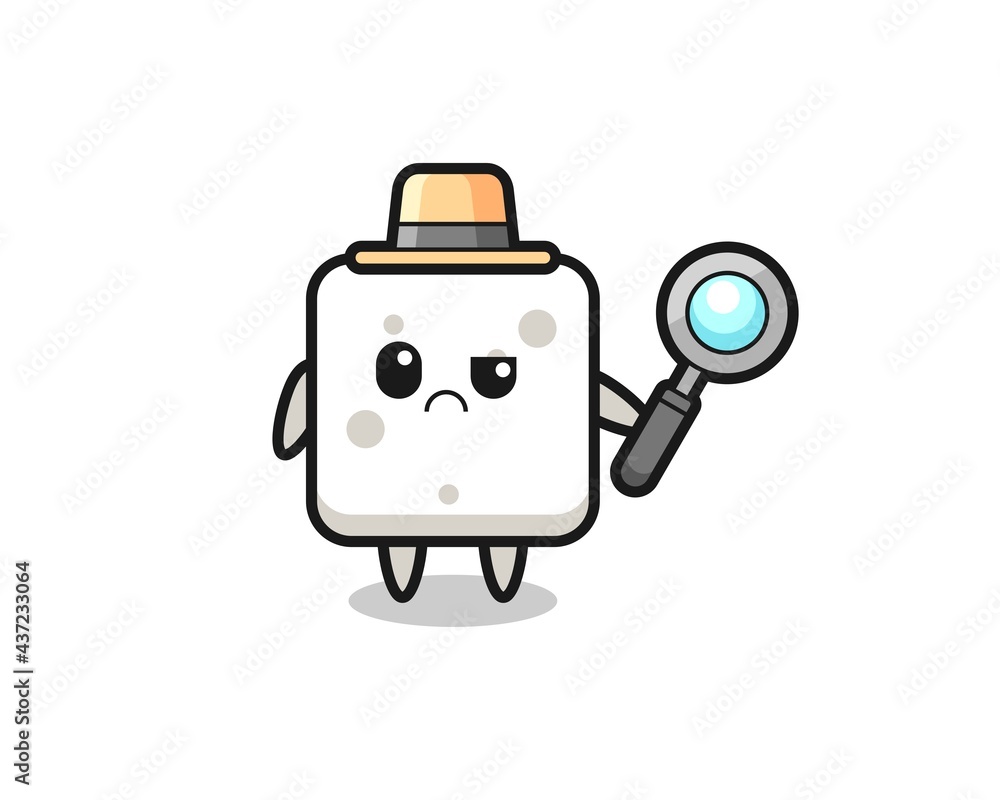 the mascot of cute sugar cube as a detective the mascot of cute sugar cube as a detective