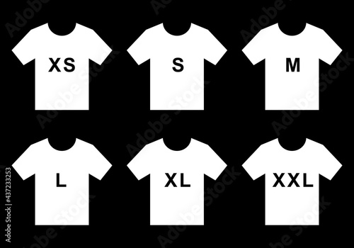 T-Shirt Icon By Size XS-XXL Vector