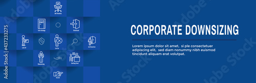 Job Loss, Downsizing, Getting Fired, Unemployment due to Covid 19 or Coronavirus Icon Set Web Header Banner