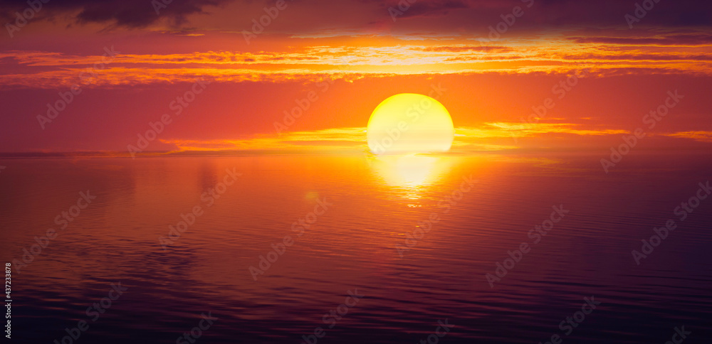 sea at sunset panorama