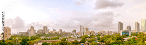 panorama of Mumbai Suburban, with a cloudy sky, Mumbai, India
