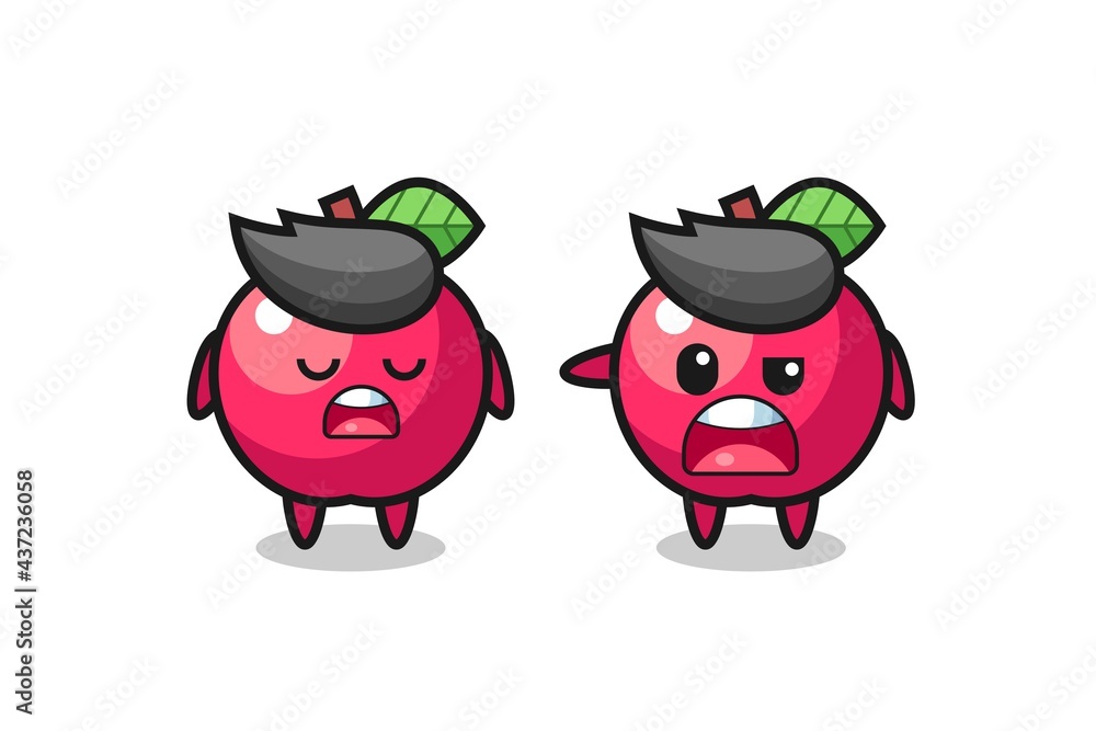 illustration of the argue between two cute apple characters illustration of the argue between two cute apple characters
