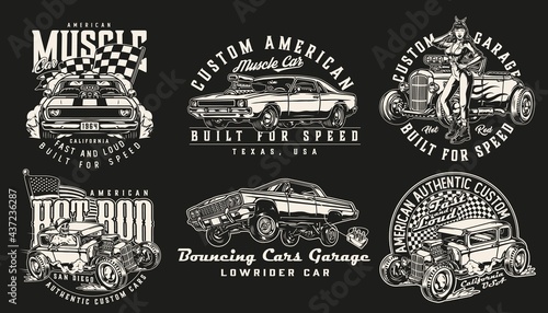 Custom cars vintage labels