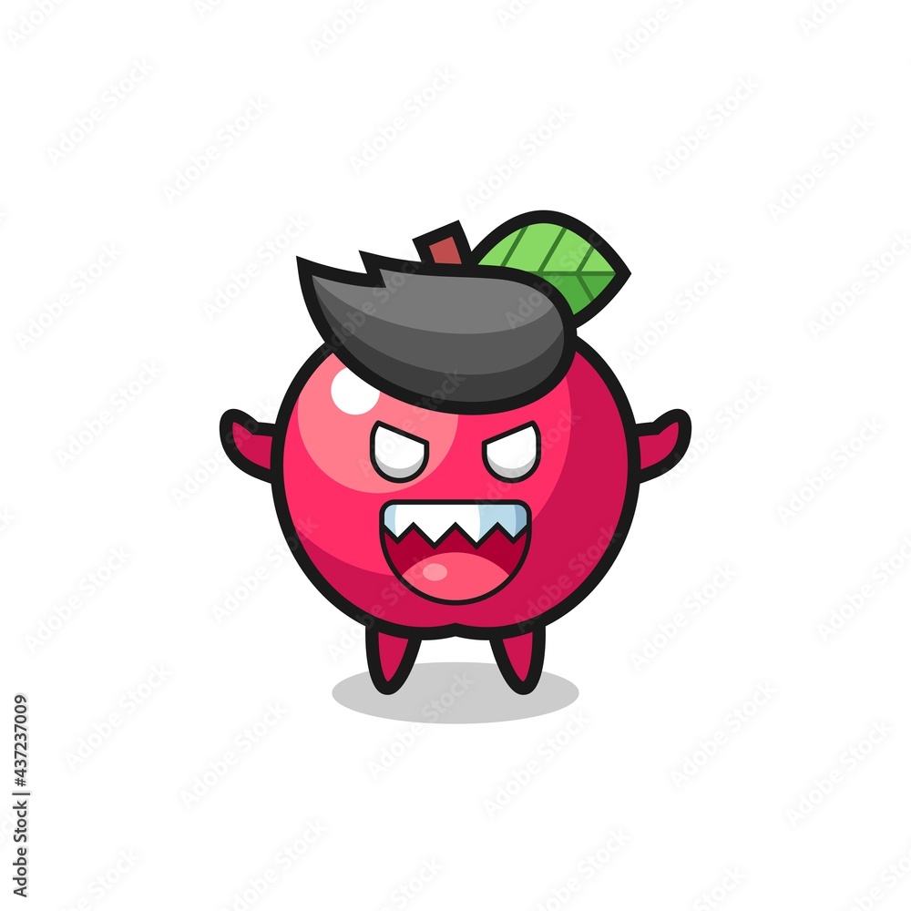 Fototapeta premium illustration of evil apple mascot character