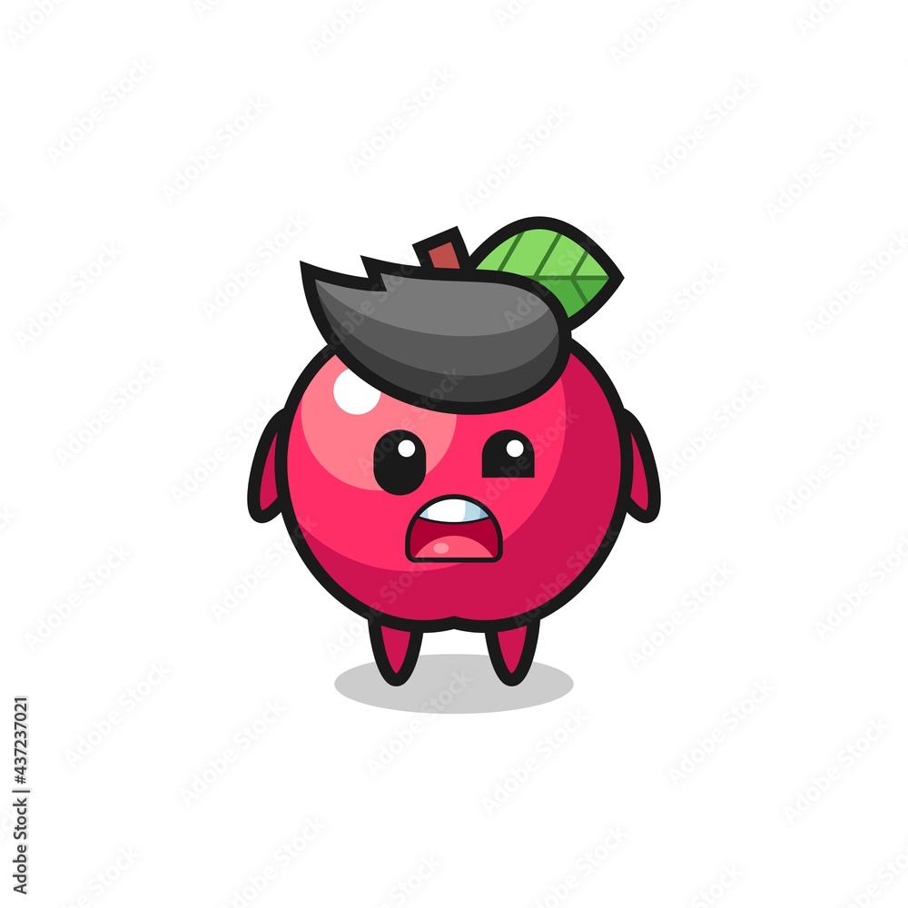 the shocked face of the cute apple mascot the shocked face of the cute apple mascot