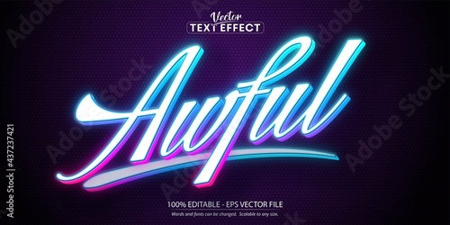 Awful text, neon style editable text effect