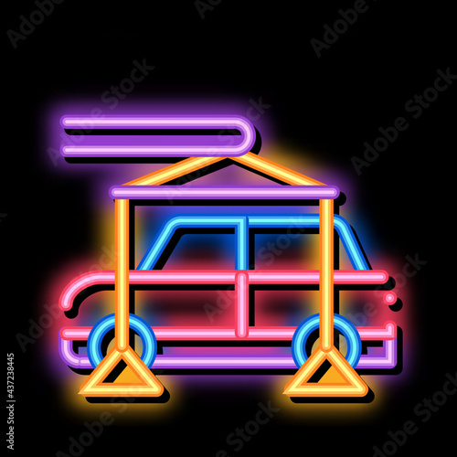 Evacuating Car neon light sign vector. Glowing bright icon Evacuating Car sign. transparent symbol illustration