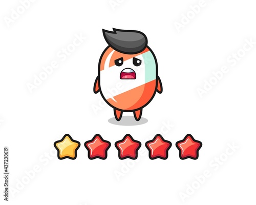 the illustration of customer bad rating, candy cute character with 1 star © heriyusuf