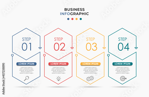 Vector Infographic design business template with icons and 4 options or steps. Can be used for process diagram, presentations, workflow layout, banner, flow chart, info graph