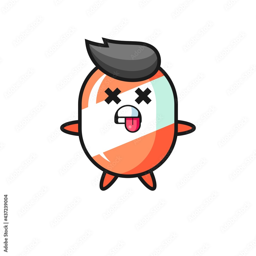 character of the cute candy with dead pose character of the cute candy with dead pose