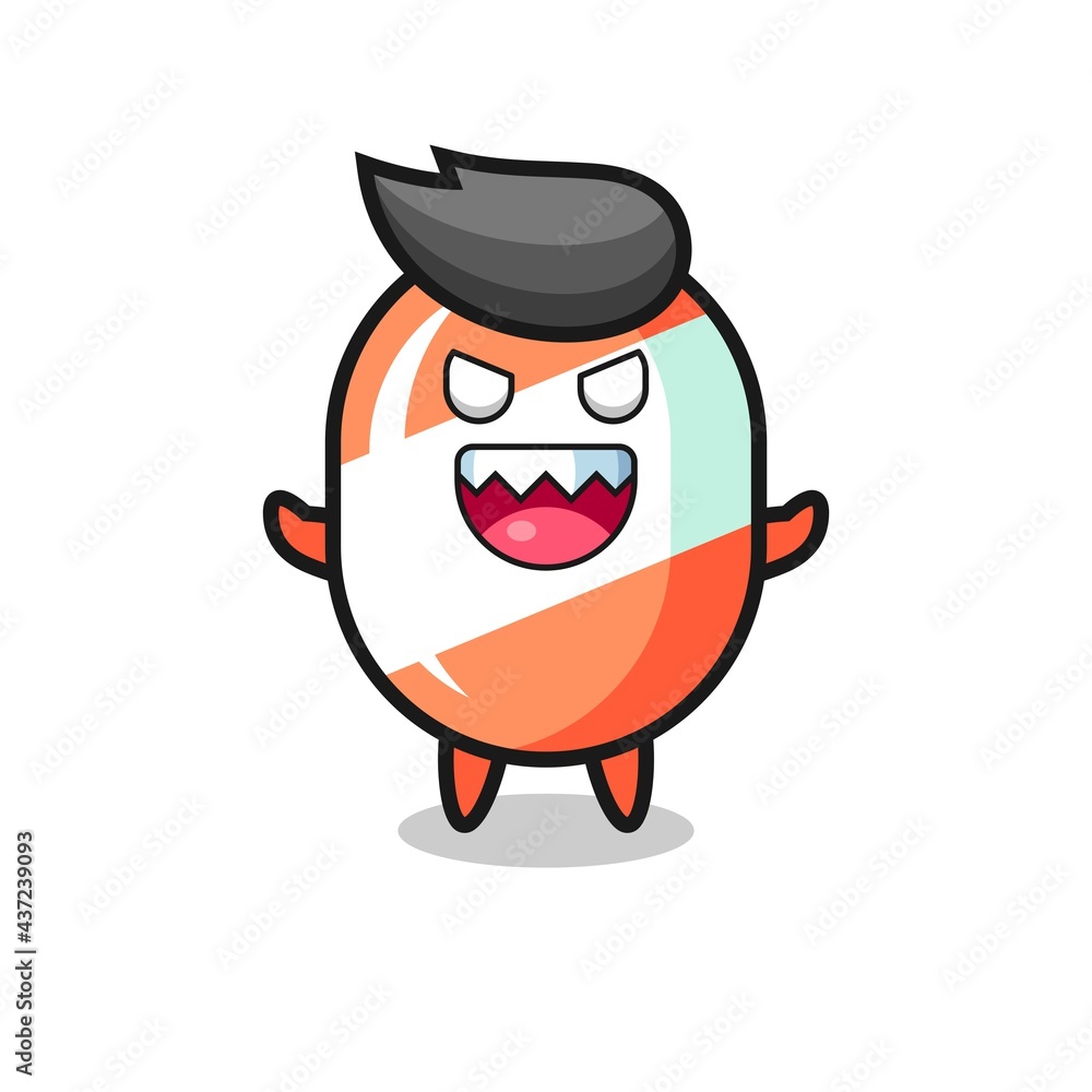 illustration of evil candy mascot character