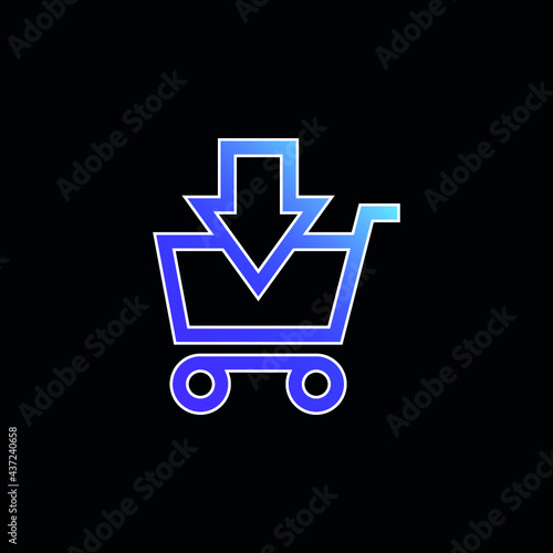 Adding To Shopping Cart E Commerce Button With Down Arrow blue gradient vector icon
