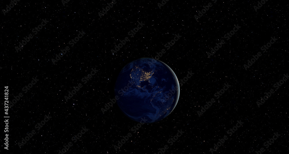 View of Earth from outer space with millions of stars around it 