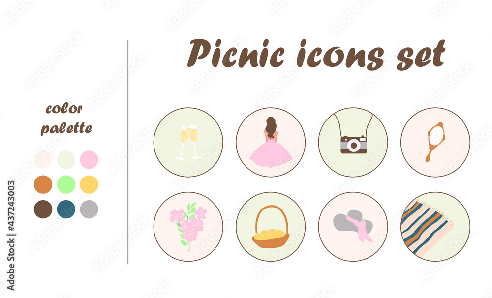 Picnic icons set vector illustration