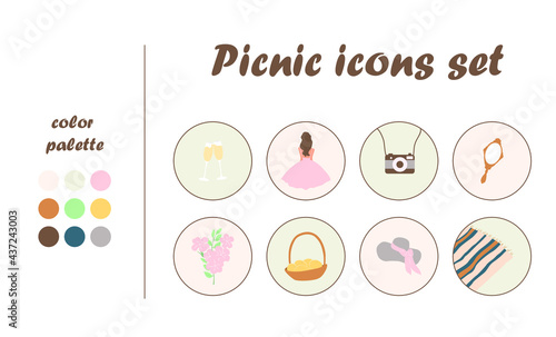 Picnic icons set vector illustration