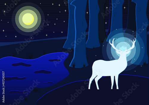 deer in the night harry potter patronus vector illustration 