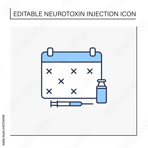 Schedule line icon. Vaccination graph. Cosmetic injection schedule. Beauty cosmetic procedure concept.Isolated vector illustration.Editable stroke