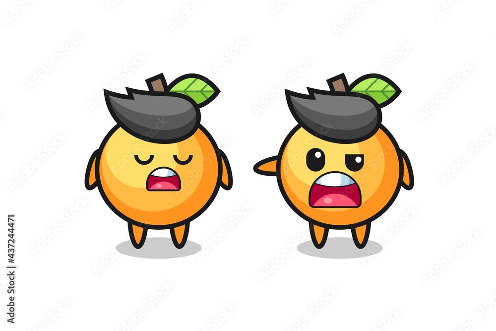 illustration of the argue between two cute orange fruit characters illustration of the argue between two cute orange fruit characters