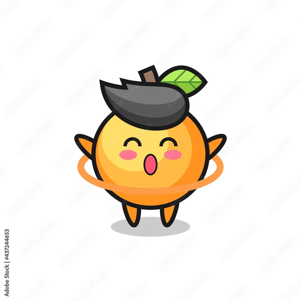 cute orange fruit cartoon is playing hula hoop cute orange fruit cartoon is playing hula hoop