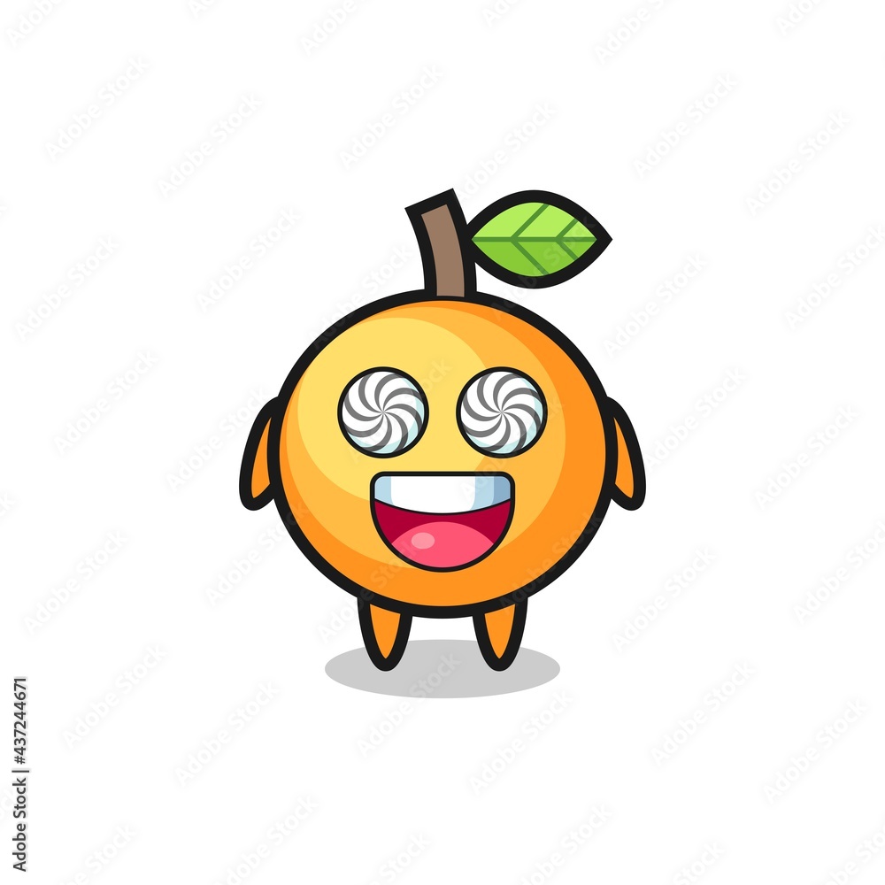 cute orange fruit character with hypnotized eyes cute orange fruit character with hypnotized eyes