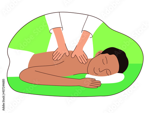 vector image of masseur giving chewing gum massage who is enjoying and smiling