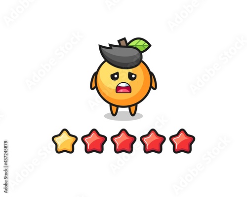 the illustration of customer bad rating, orange fruit cute character with 1 star © heriyusuf