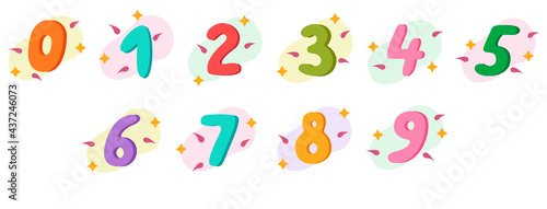 A set of colored numbers. Vector cartoon graphics.