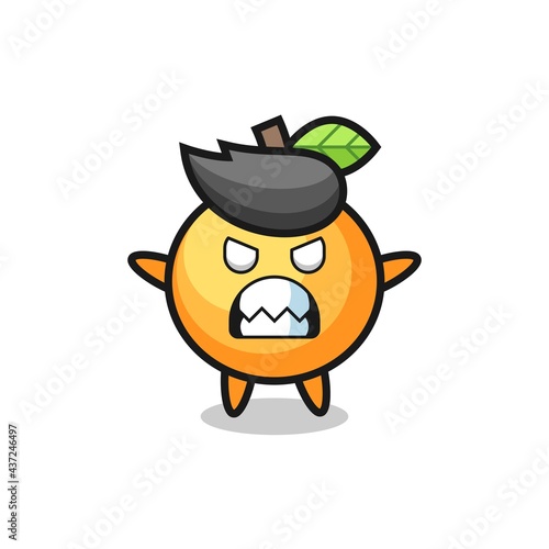 wrathful expression of the orange fruit mascot character