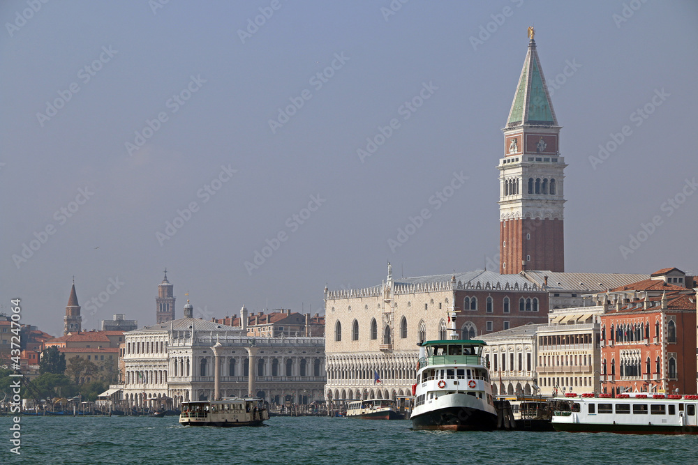 Piazza San Marco, Palazzo Ducale and campanile of San Marco from Grand canal. Venice, Italy.