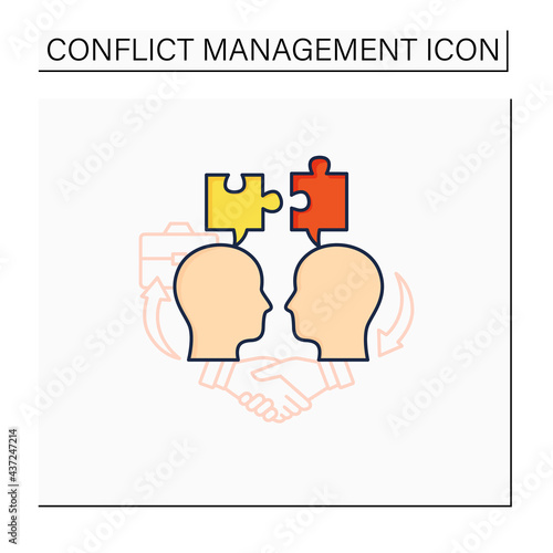 Compromising color icon.Dispute resolution. Successfully handles, resolves issues sensibly and fairly.Communication concept. Isolated vector illustration
