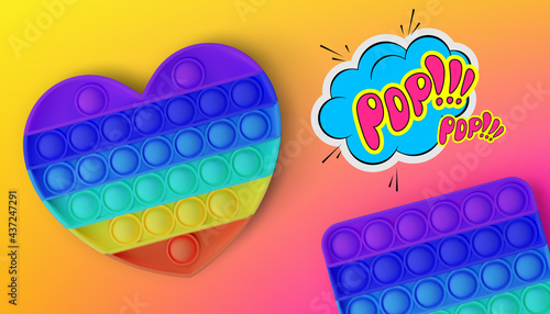 New popular sensory anti-stress toy - Pop it. Advertising flyer. Vector.