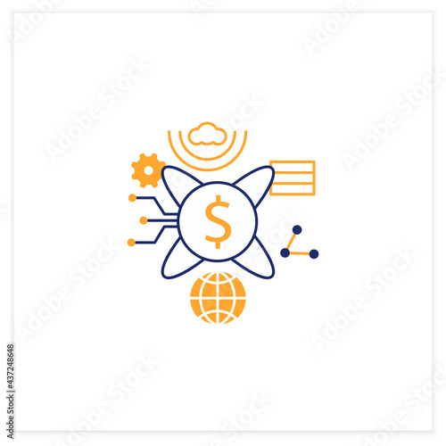 Tokenization technologies flat icon. Software prevents credit card theft information. Protection bank accounts. Digital transformation concept.Vector illustration