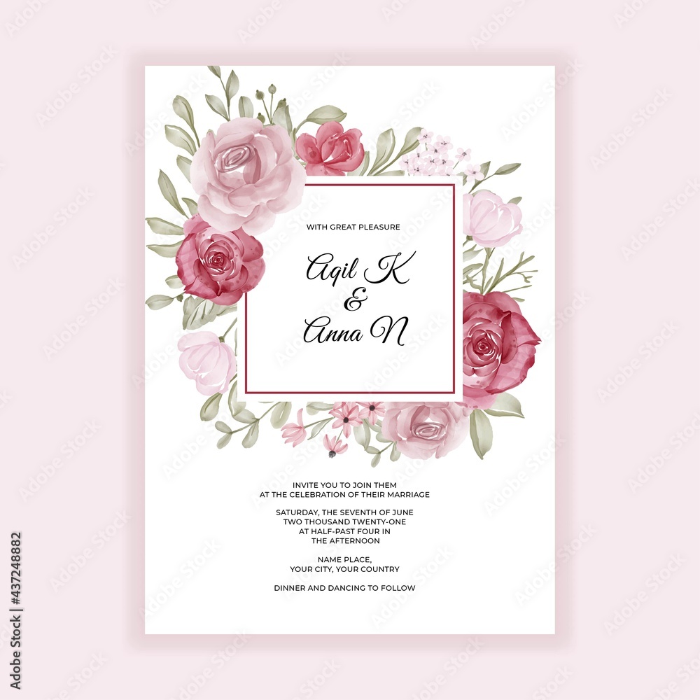 beautiful flower frame for wedding invitation