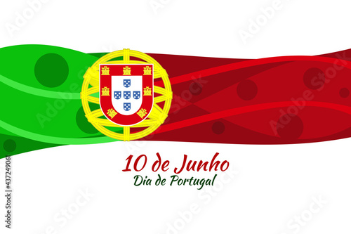 Translation: June 10, Portugal Day . National Day of Portugal Vector Illustration. Suitable for greeting card, poster and banner.