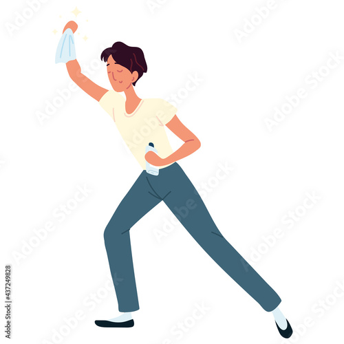 man cleaning cartoon