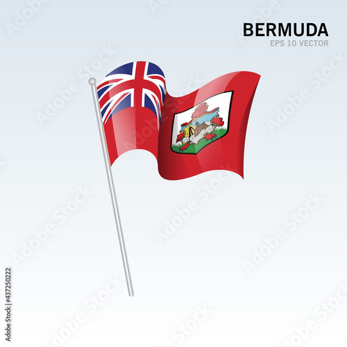 Bermuda waving flag isolated on gray background