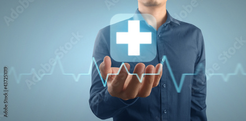 Wallpaper Mural Hand double exposure of healthcare And Medicine concept Torontodigital.ca