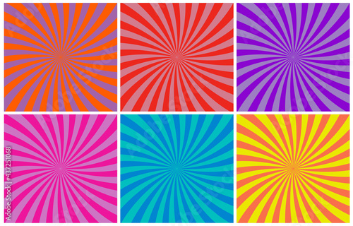 Set of comic pop art expressions on colored backgrounds