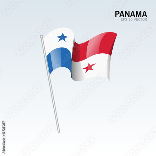 panama waving flag isolated on gray background