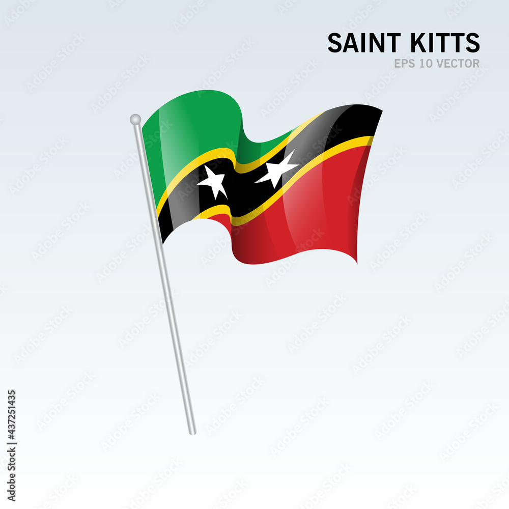 Saint Kitts waving flag isolated on gray background Saint Kitts waving flag isolated on gray background
