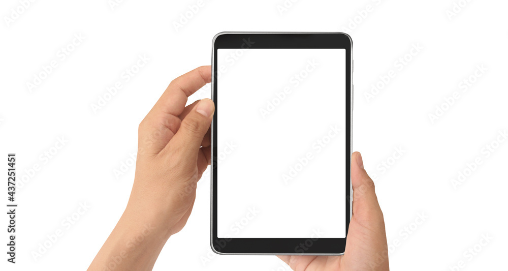 Hands holding tablet touch computer gadget Hands holding tablet touch computer gadget