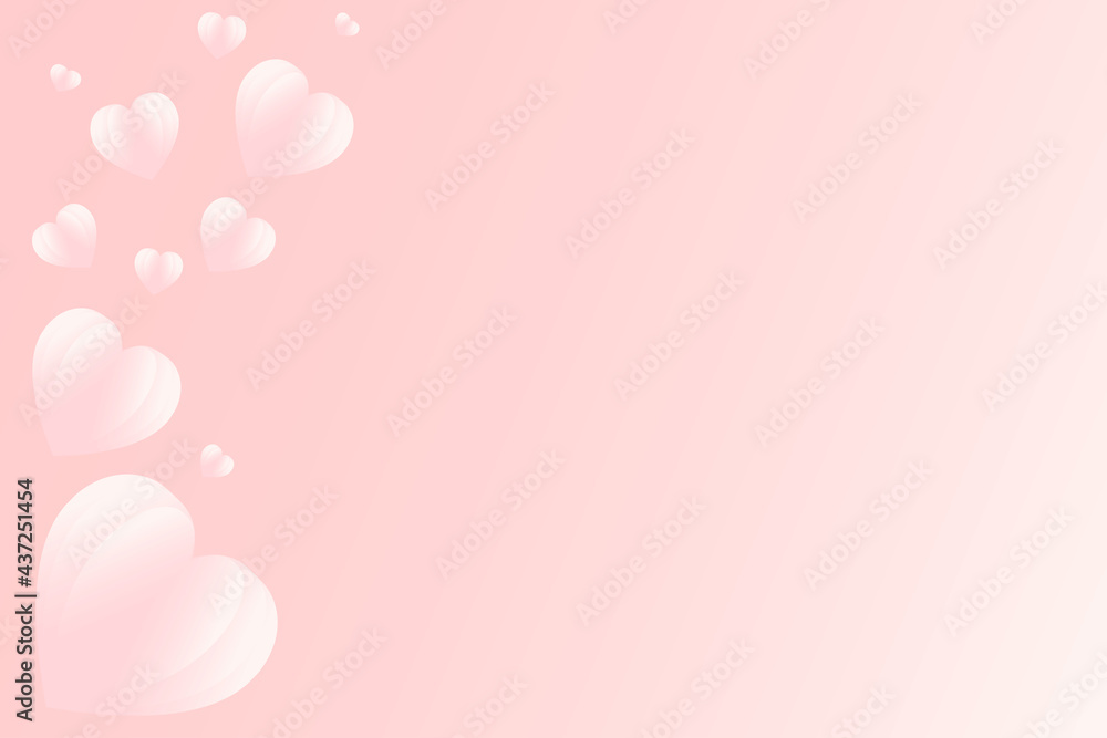 Pastel pink  paper heart background. Copy space. Illustration abstract design. Valentines day concept.