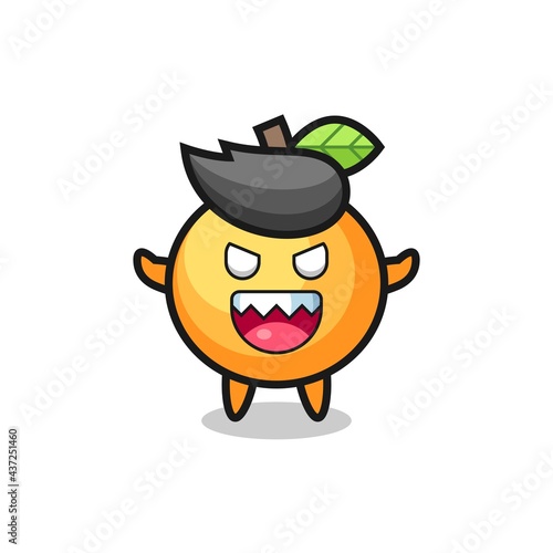 illustration of evil orange fruit mascot character