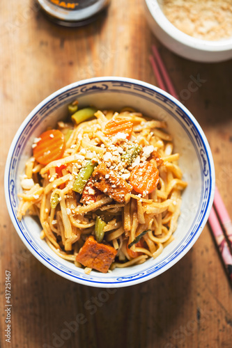 Pad thai tofu  pasta with tofu and vegetables  nuts